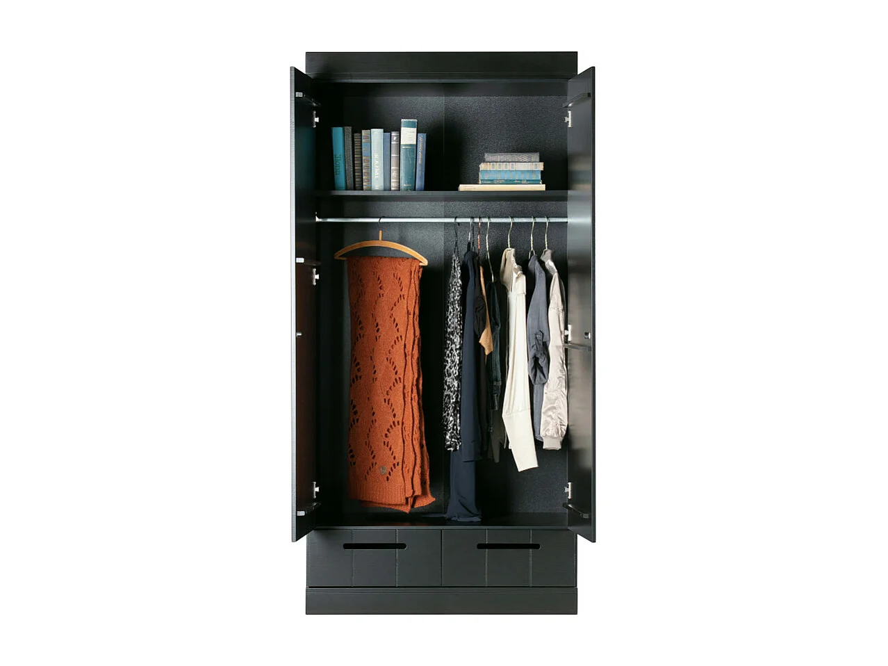 Connect - Armoire en pin 2 portes 2 tiroirs - Noir