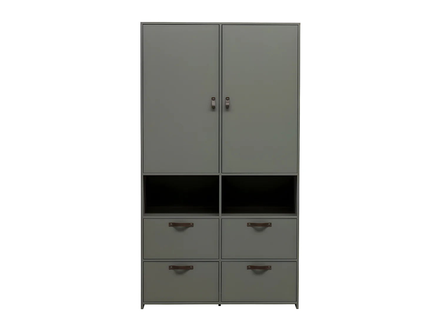 Stage - Armoire 2 portes 4 tiroirs en bois - Vert kaki