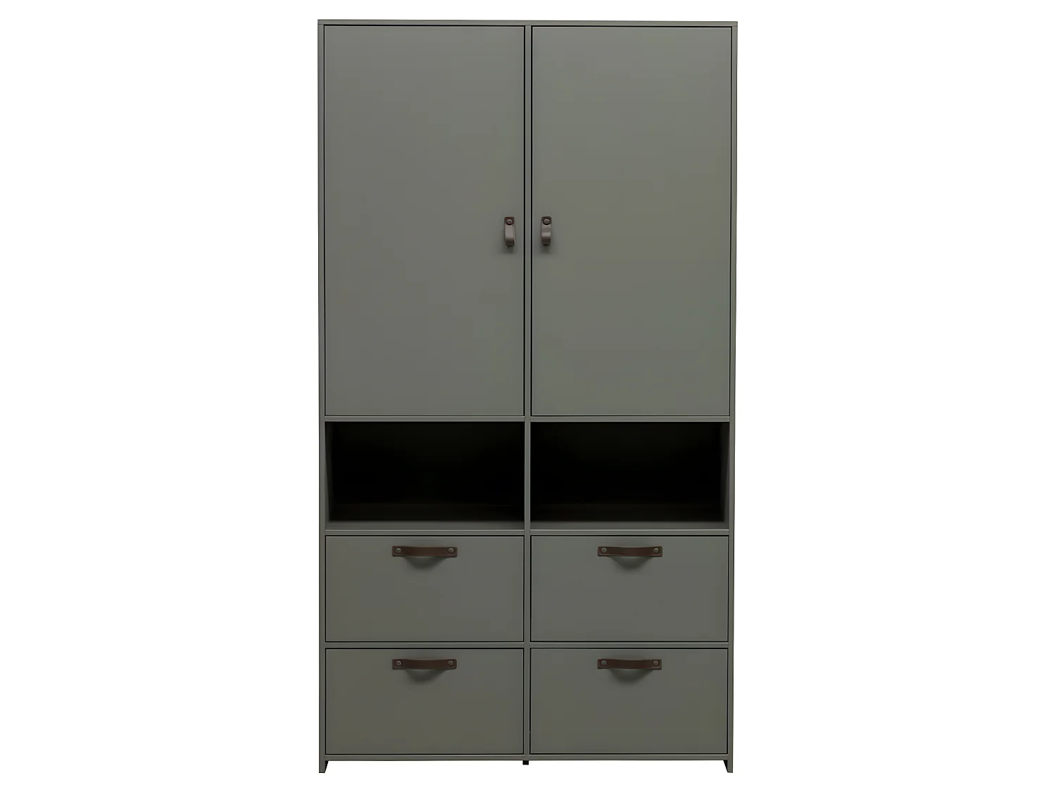 Stage - Armoire 2 portes 4 tiroirs en bois - Vert kaki