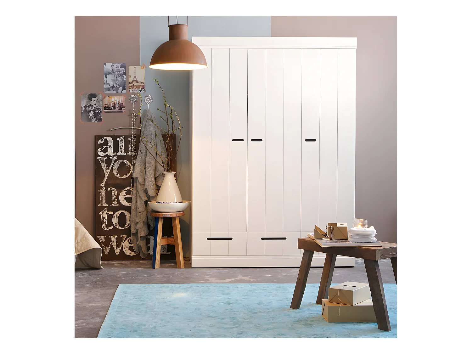 Connect - Armoire vestiaire 3 portes / 3 tiroirs - Blanc