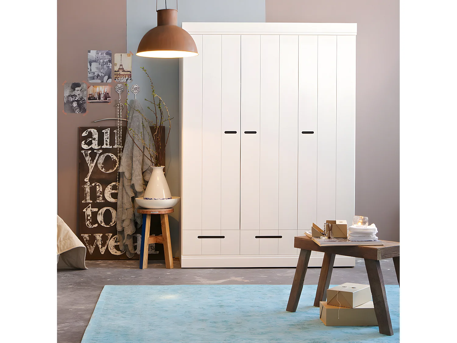 Connect - Armoire vestiaire 3 portes / 3 tiroirs - Blanc