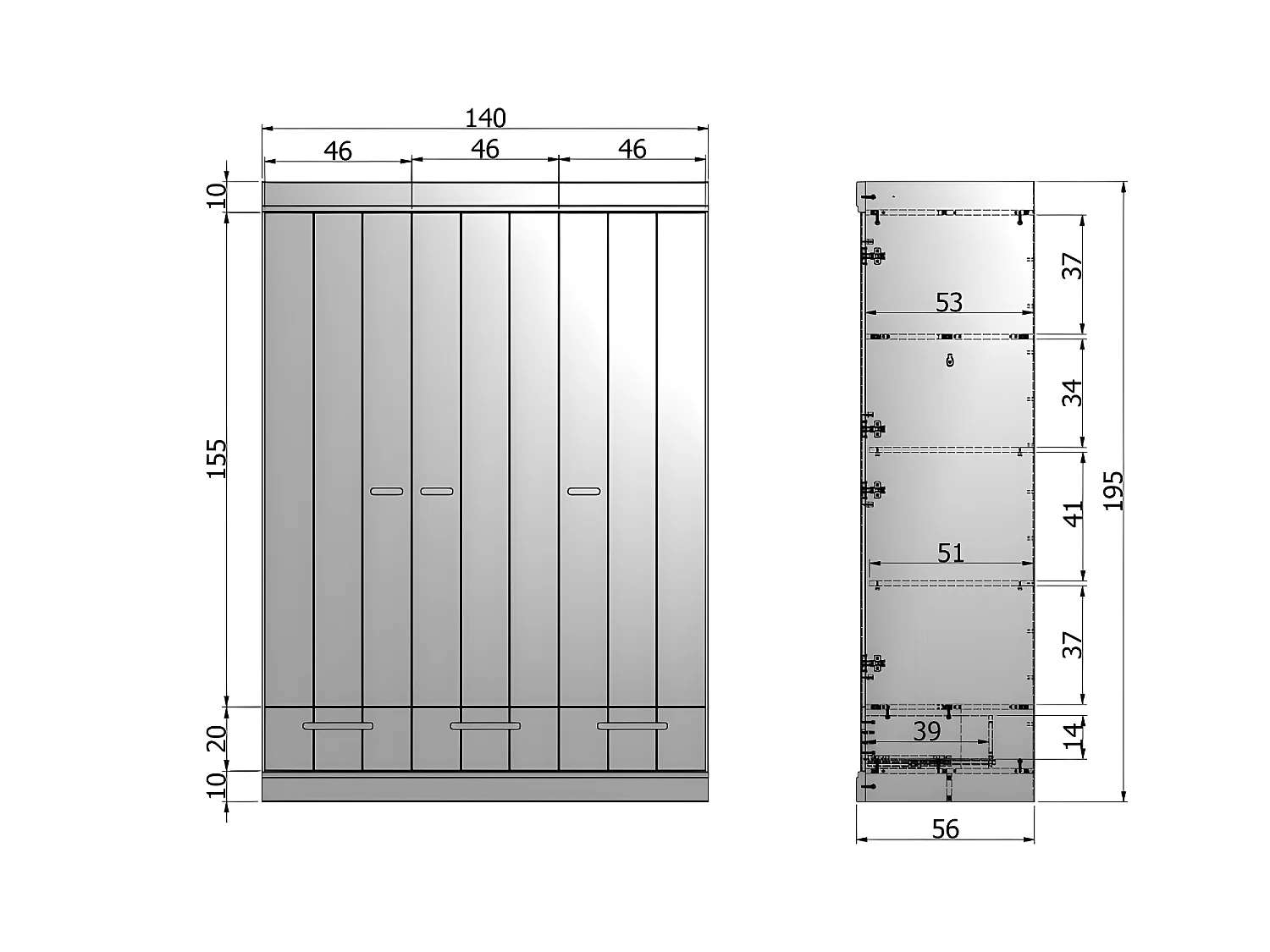 Connect - Armoire vestiaire 3 portes / 3 tiroirs - Blanc