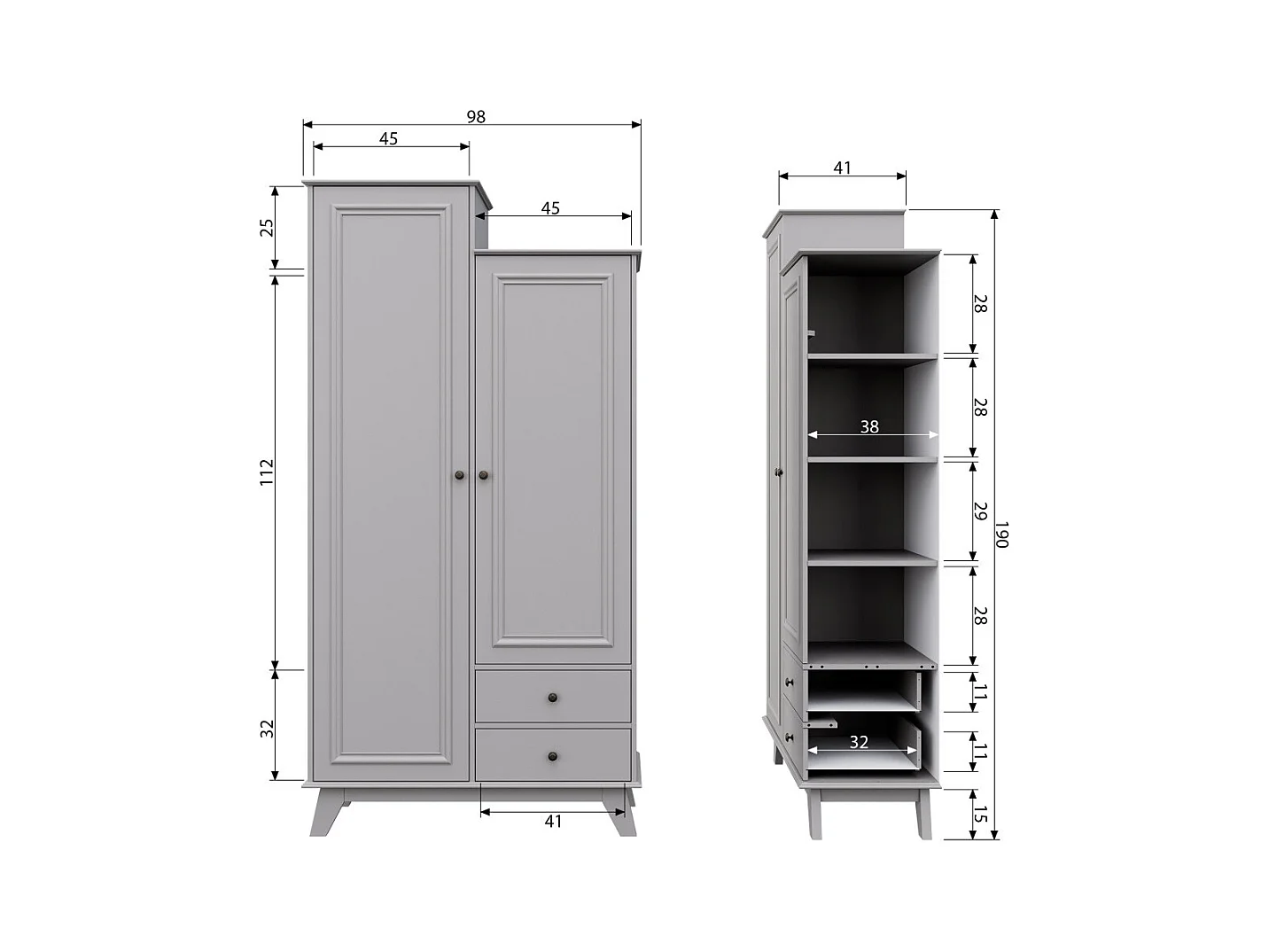 Gabinete de pino sólido FSC lily