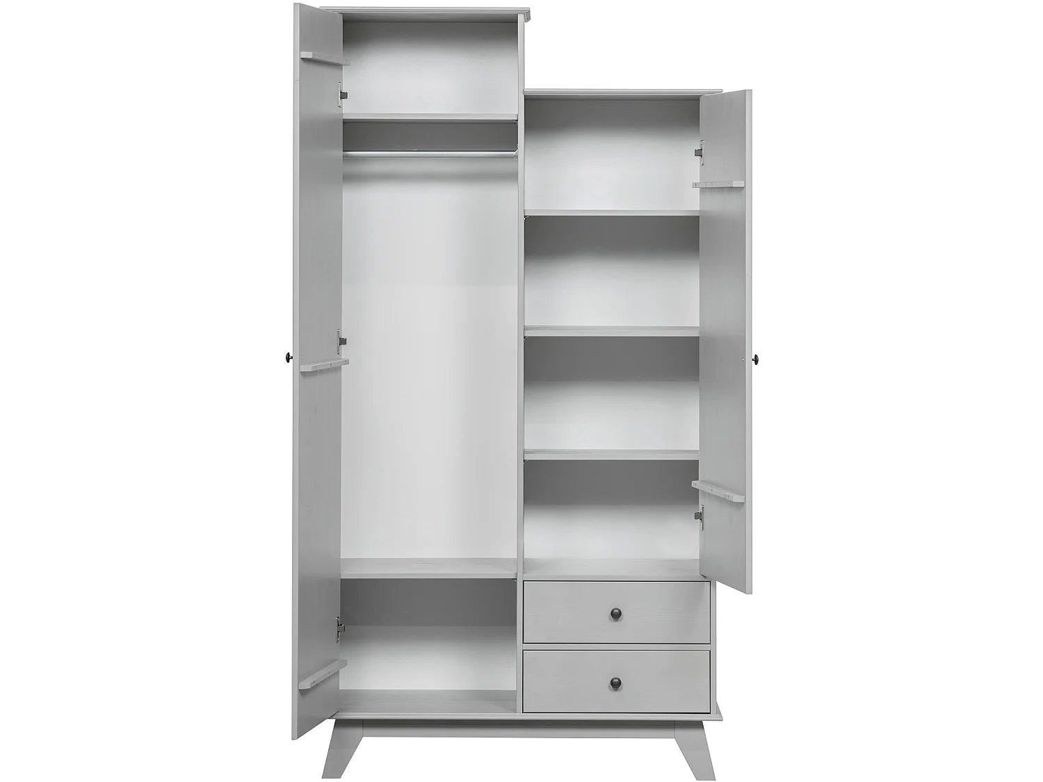 Lily - Armoire pour enfant en pin massif - Gris