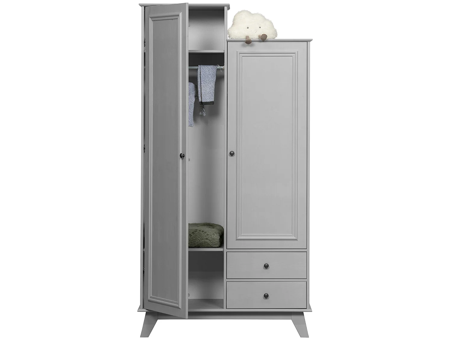 Lily - Armoire pour enfant en pin massif - Gris