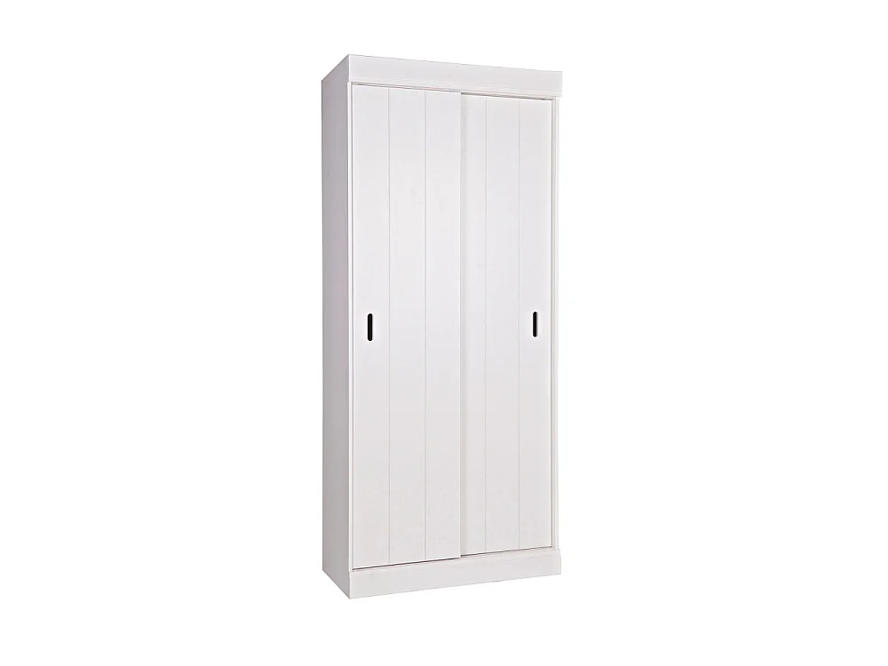 Row - Amoire en pin massif à porte coulissante - Blanc