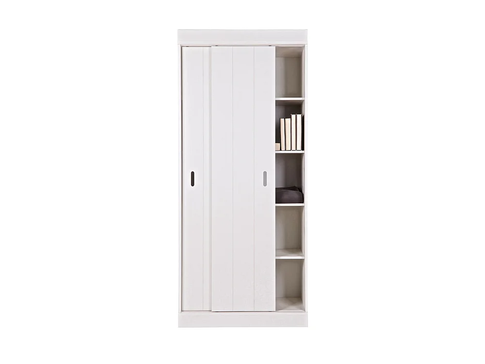 Row - Amoire en pin massif à porte coulissante - Blanc