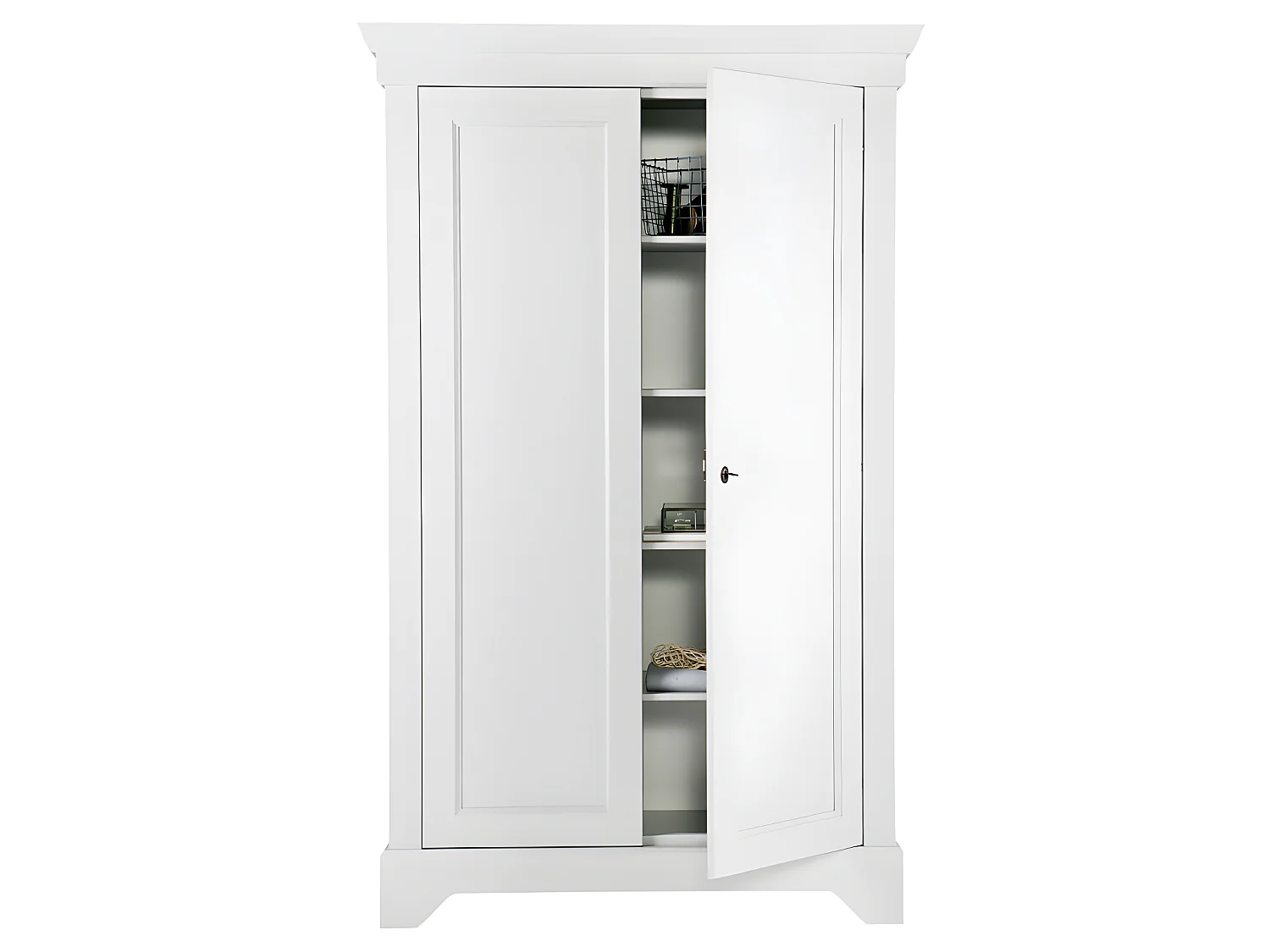 Isabel - Armoire classique pin massif - Blanc