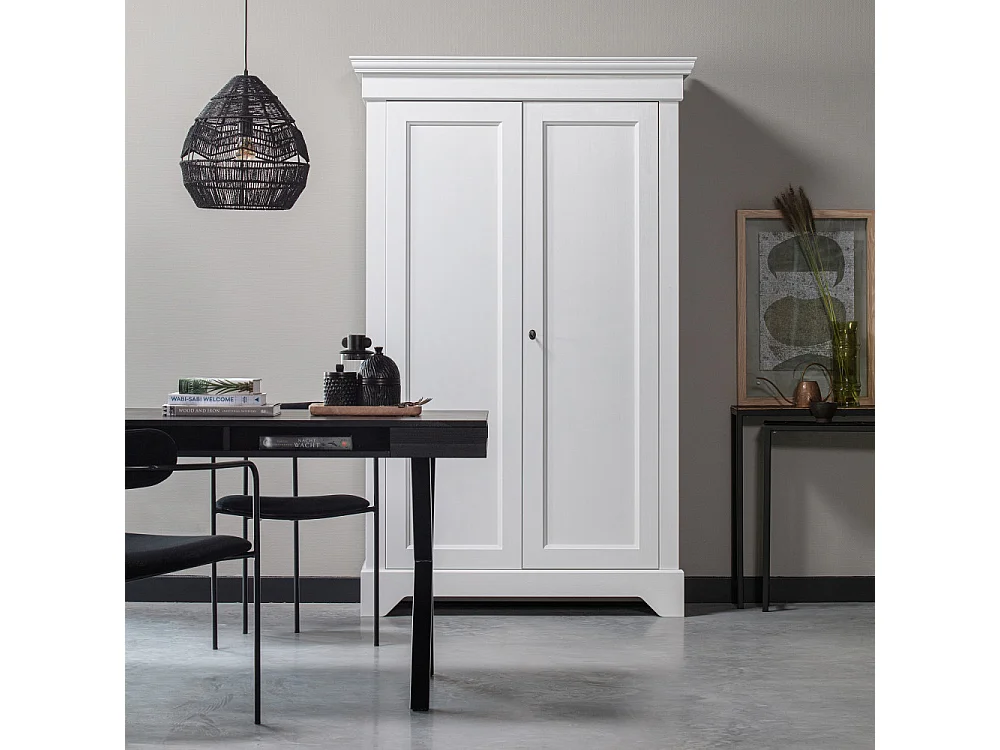 Isabel - Armoire classique pin massif - Blanc