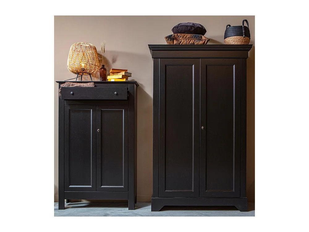 Isabel - Armoire classique pin massif - Noir