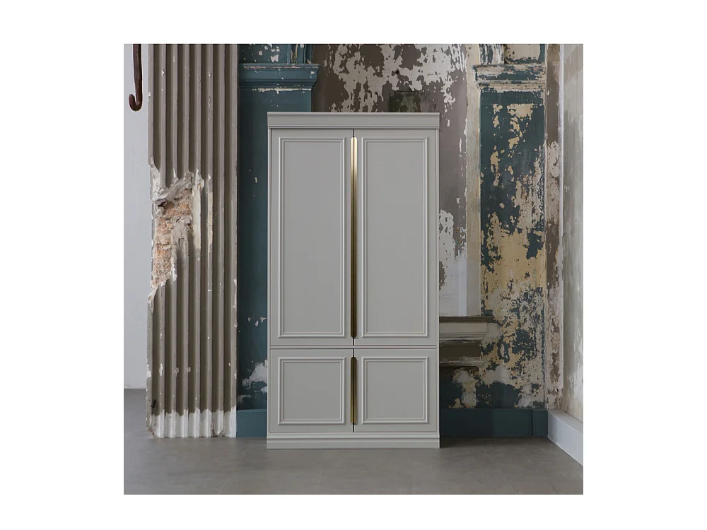 Organize - Armoire 4 portes en bois H215cm - Gris nuage