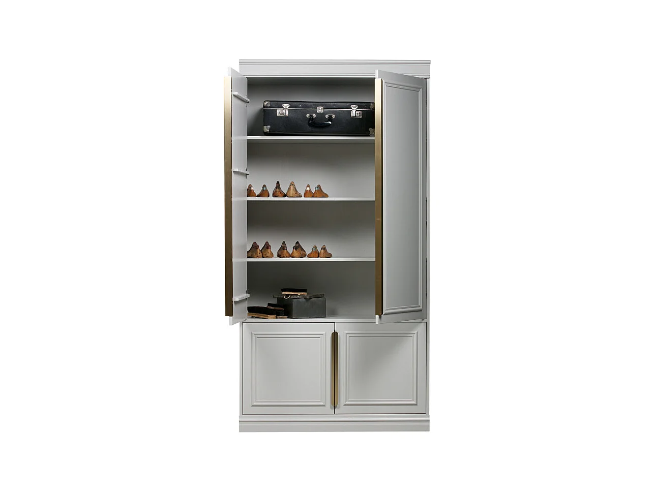 Organize - Armoire 4 portes en bois H215cm - Gris nuage