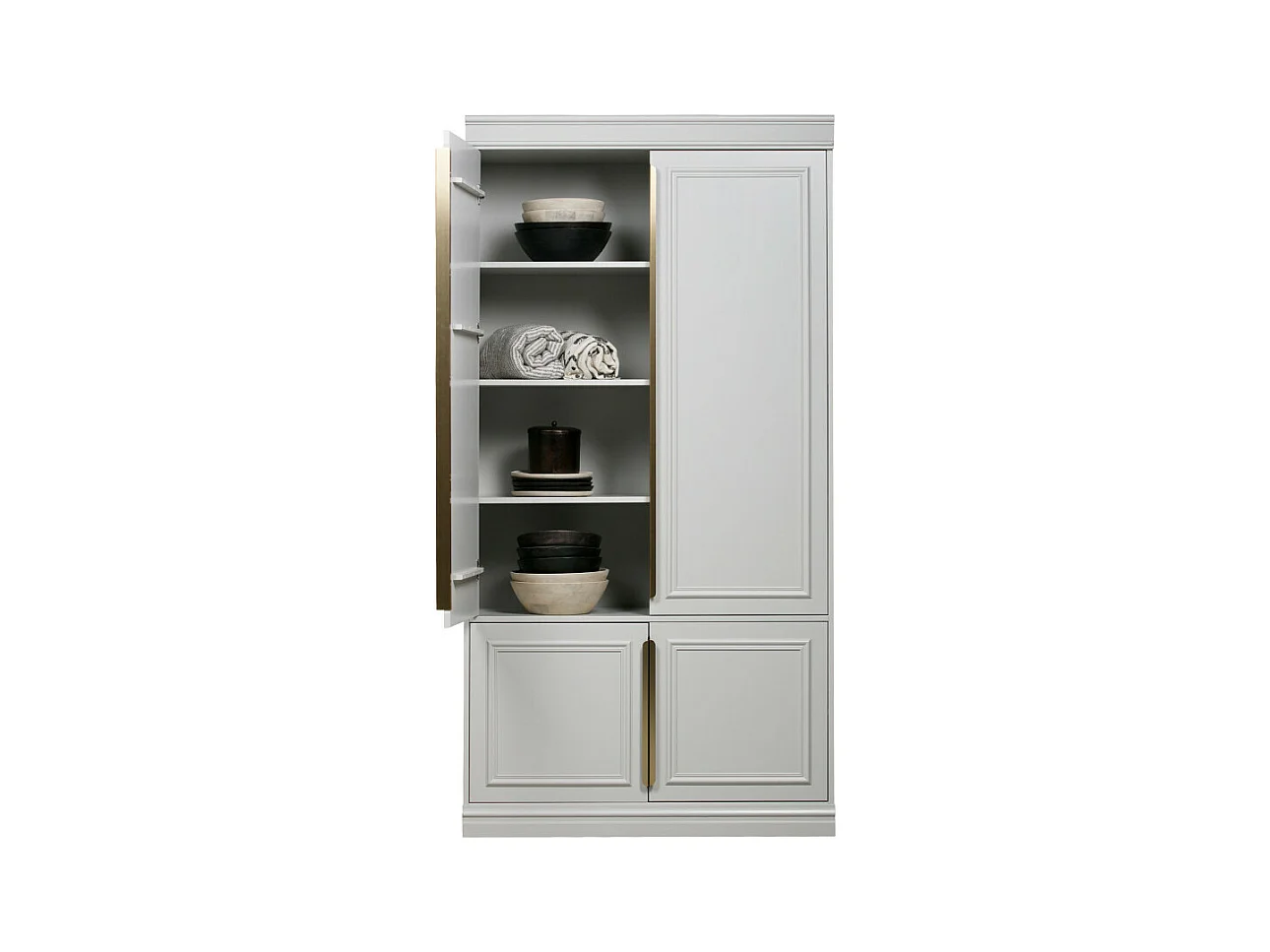 Organize - Armoire 4 portes en bois H215cm - Gris nuage