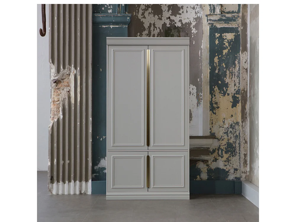 Organize - Armoire 4 portes en bois H215cm - Gris nuage