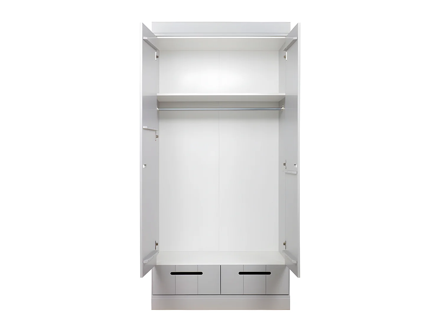 Connect - Armoire en pin 2 portes 2 tiroirs - Gris béton