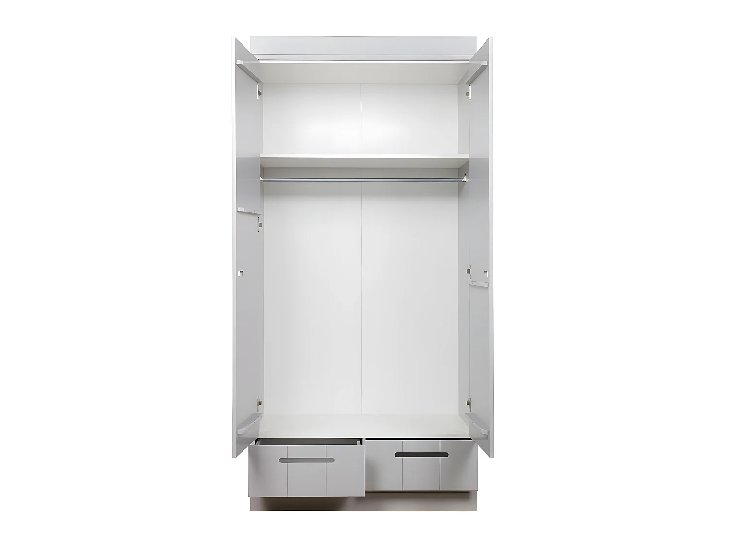 Connect - Armoire en pin 2 portes 2 tiroirs - Gris béton