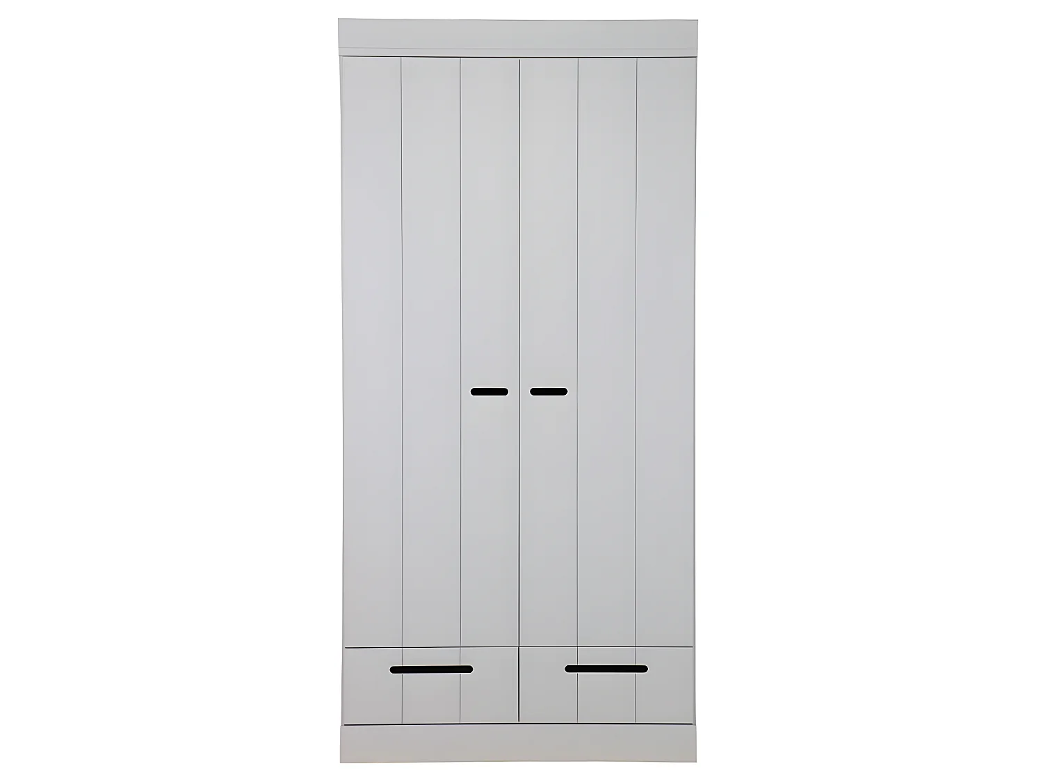 Connect - Armoire en pin 2 portes 2 tiroirs - Gris béton