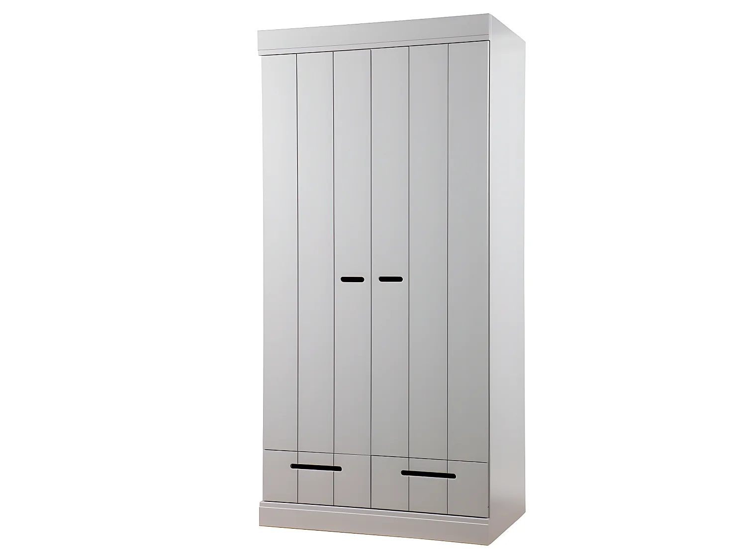 Connect - Armoire en pin 2 portes 2 tiroirs - Gris béton