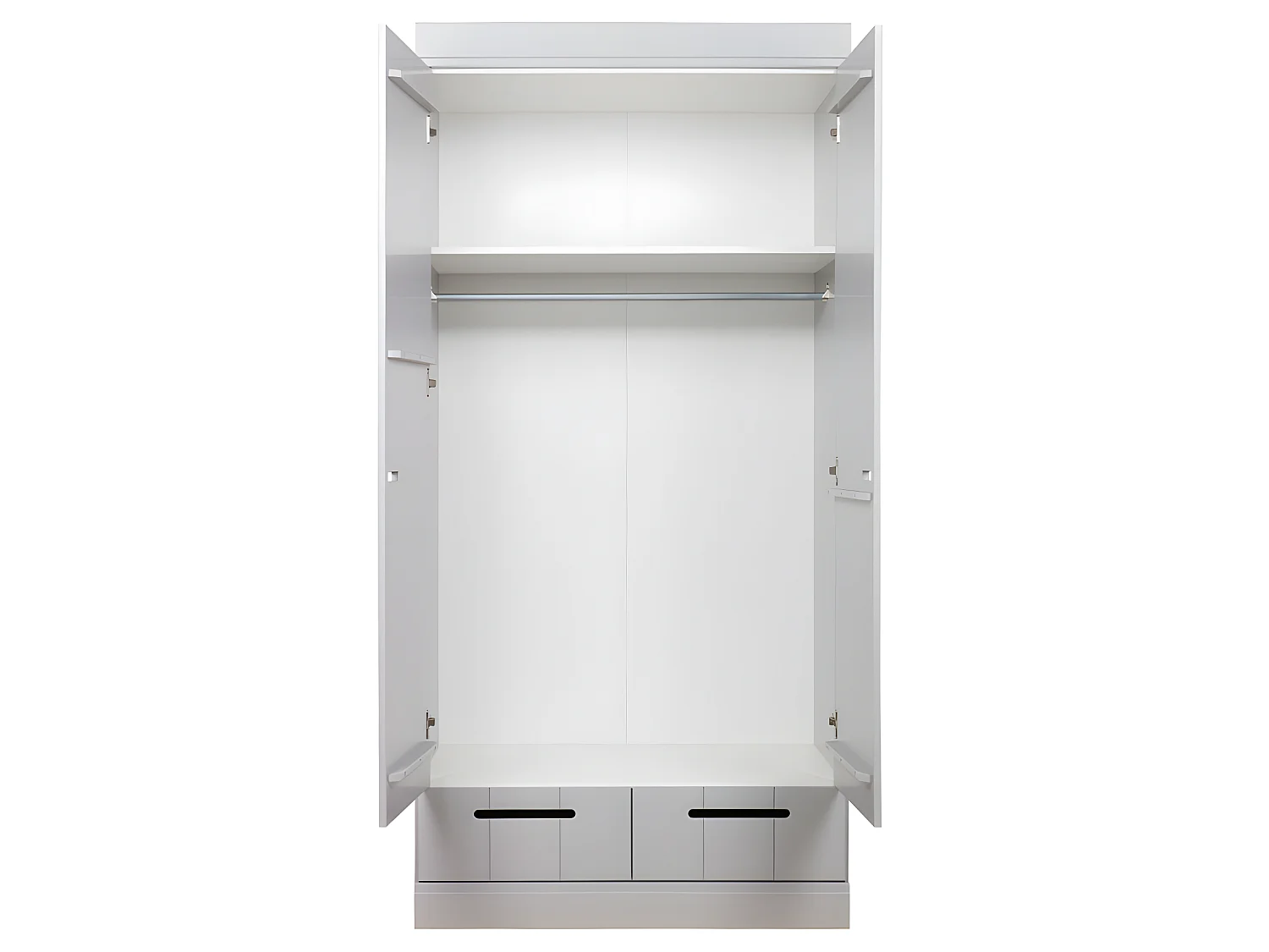 Connect - Armoire en pin 2 portes 2 tiroirs - Gris béton