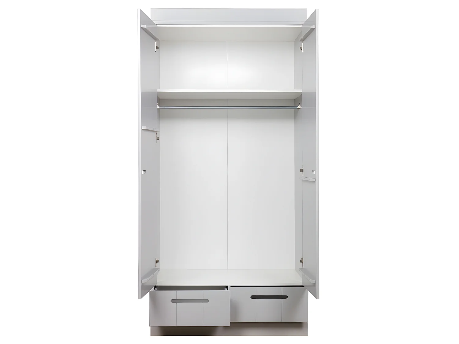 Connect - Armoire en pin 2 portes 2 tiroirs - Gris béton