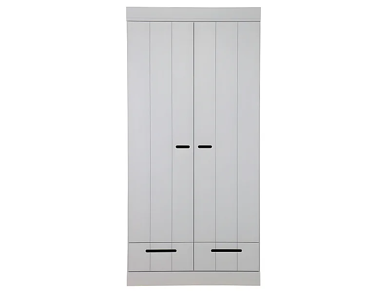 Connect - Armoire en pin 2 portes 2 tiroirs - Gris béton
