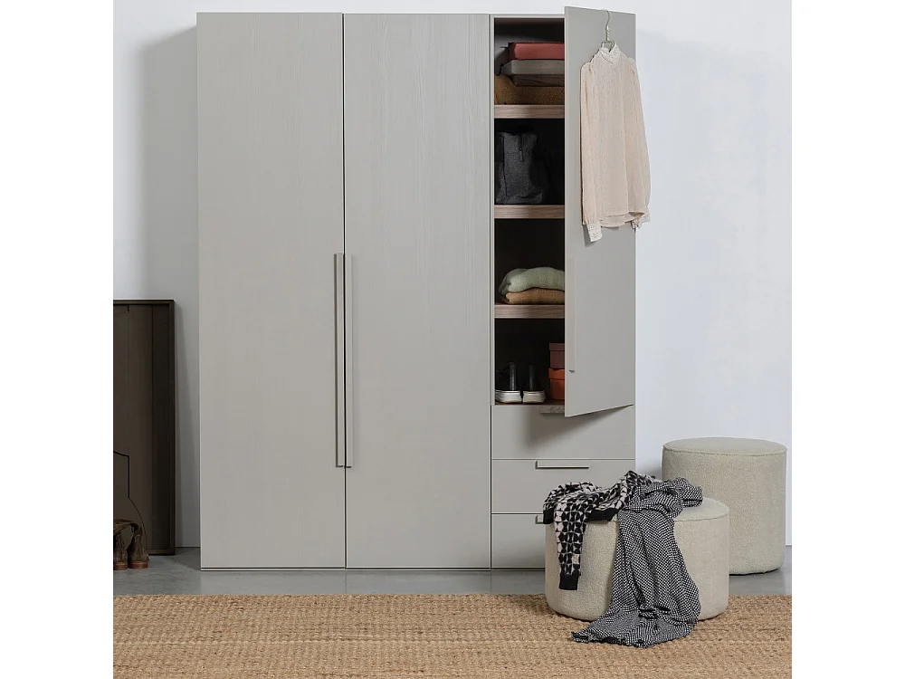 Rens - Armoire en bois H210cm - Gris clair