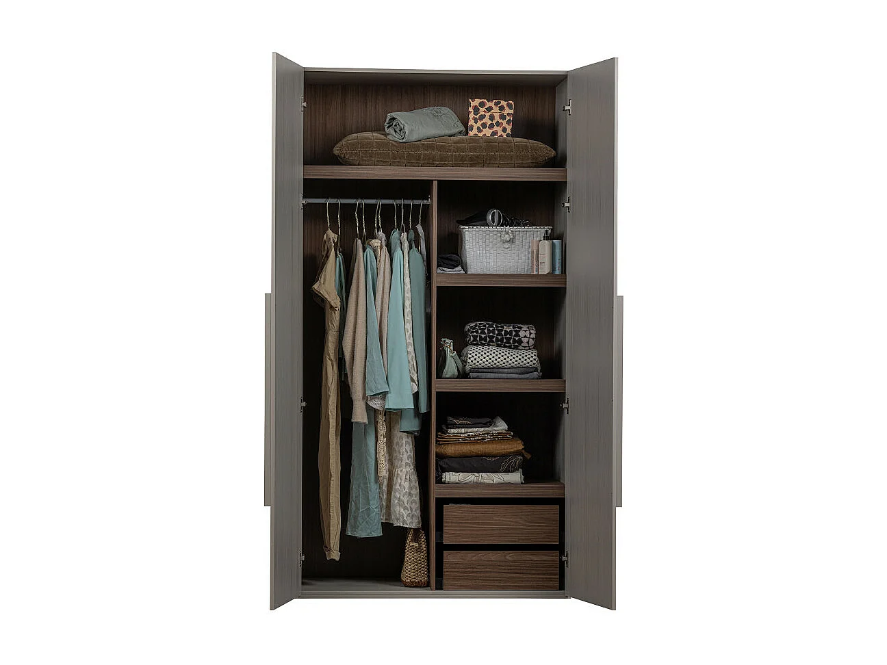 Rens - Armoire en bois H210cm - Gris clair