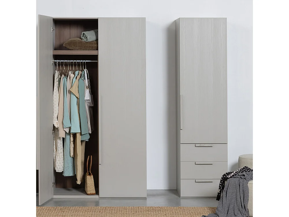 Rens - Armoire en bois H210cm - Gris clair