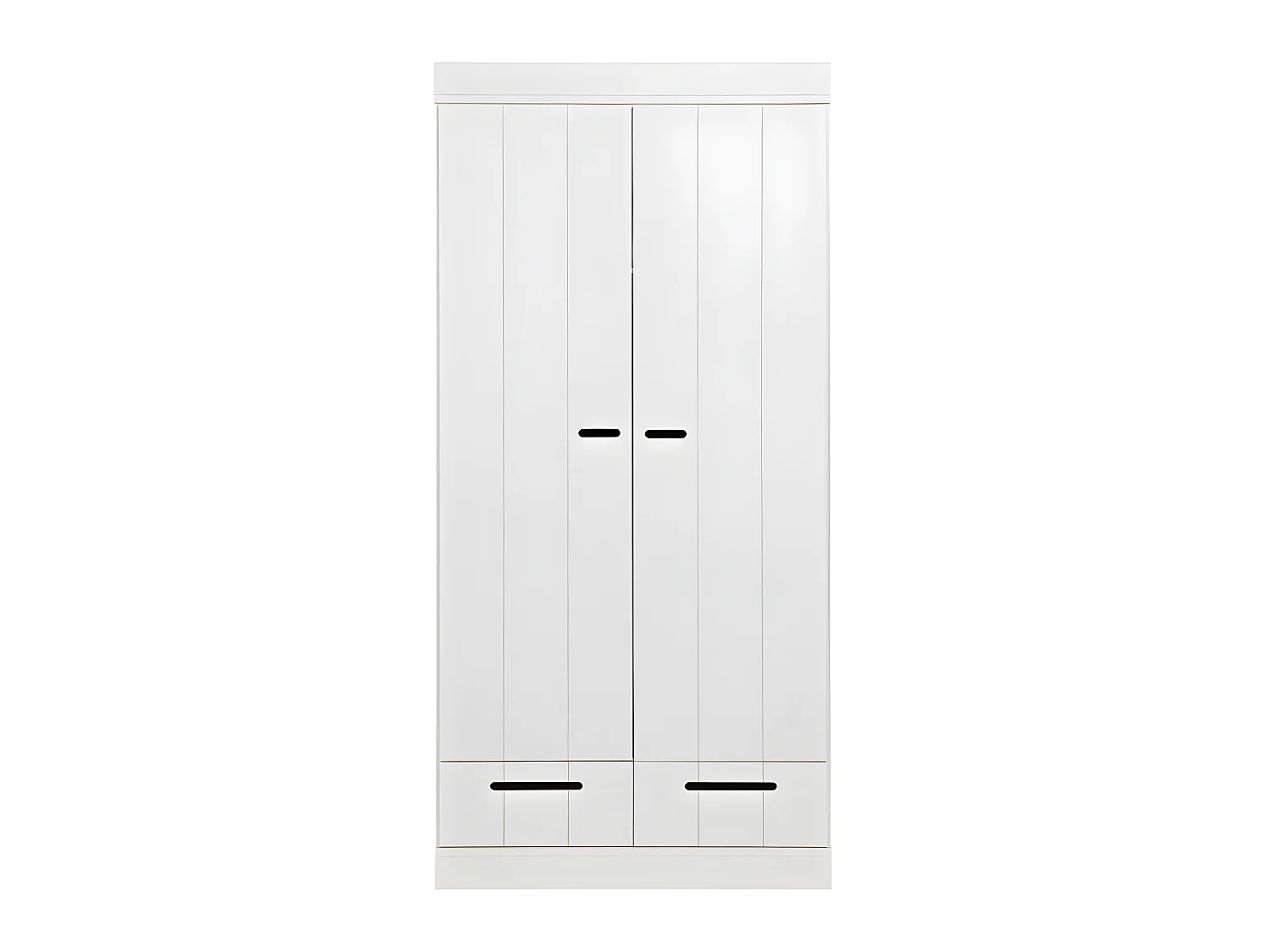Connect - Armoire en pin 2 portes 2 tiroirs - Blanc