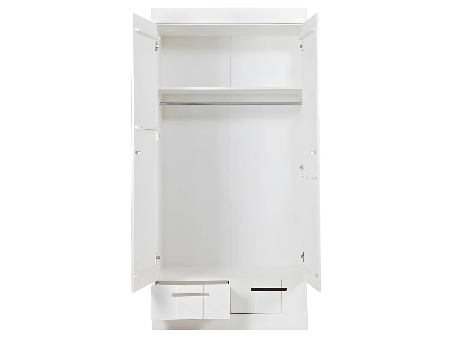 Connect - Armoire en pin 2 portes 2 tiroirs - Blanc