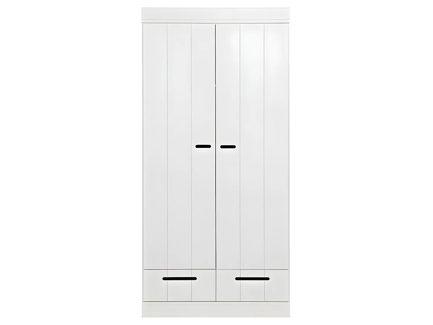 Connect - Armoire en pin 2 portes 2 tiroirs - Blanc