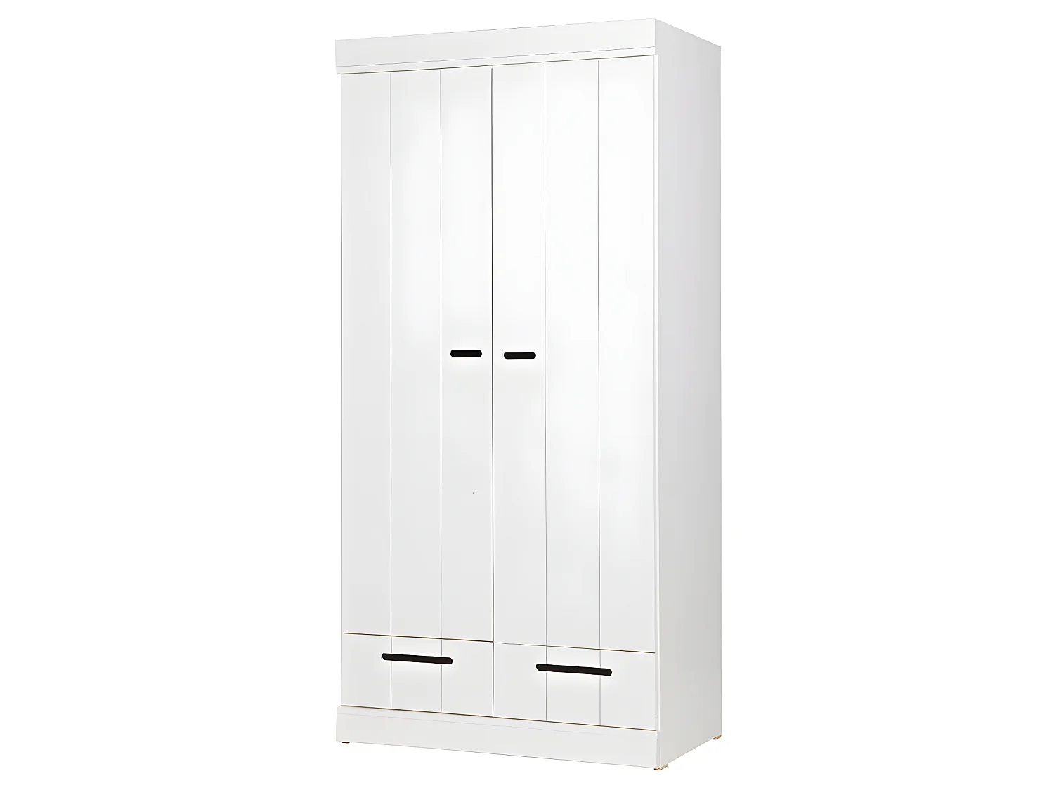 Connect - Armoire en pin 2 portes 2 tiroirs - Blanc