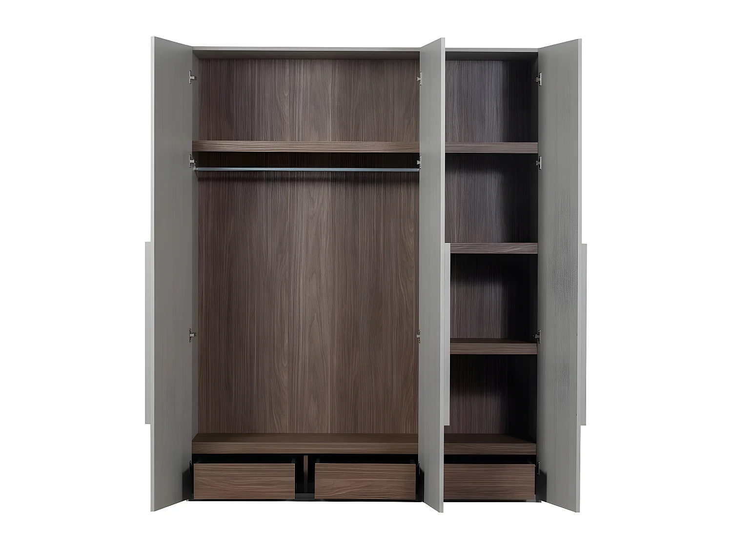 Rens - Armoire 3 portes en bois H210cm - Gris clair