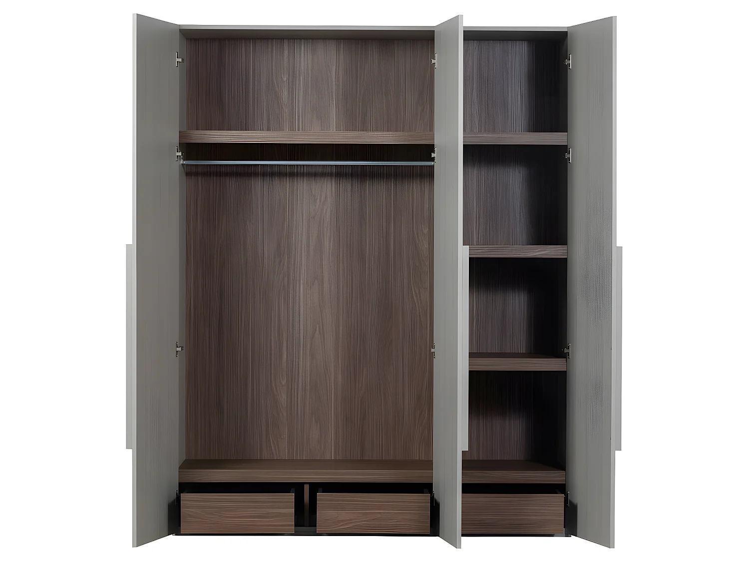 Rens - Armoire 3 portes en bois H210cm - Gris clair