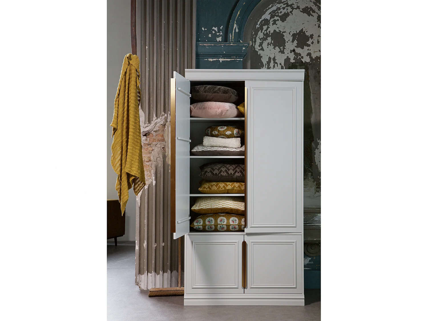 Organize - Armoire 2 portes en bois H215cm - Gris nuage