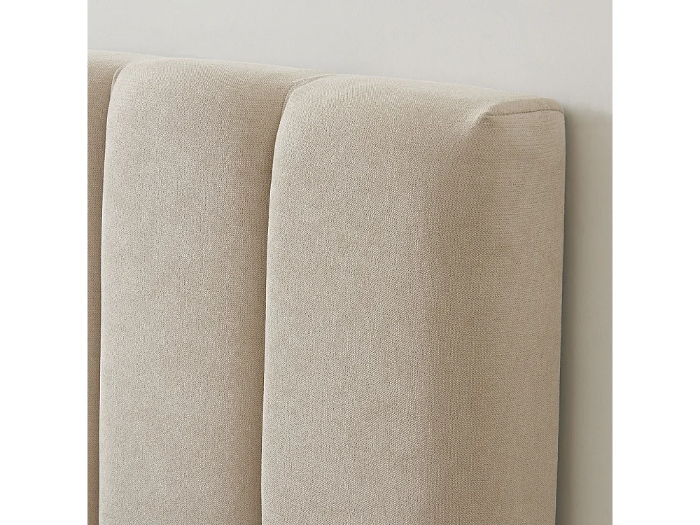 Billie - Lit coffre matelassé en tissu 160x200cm - Beige