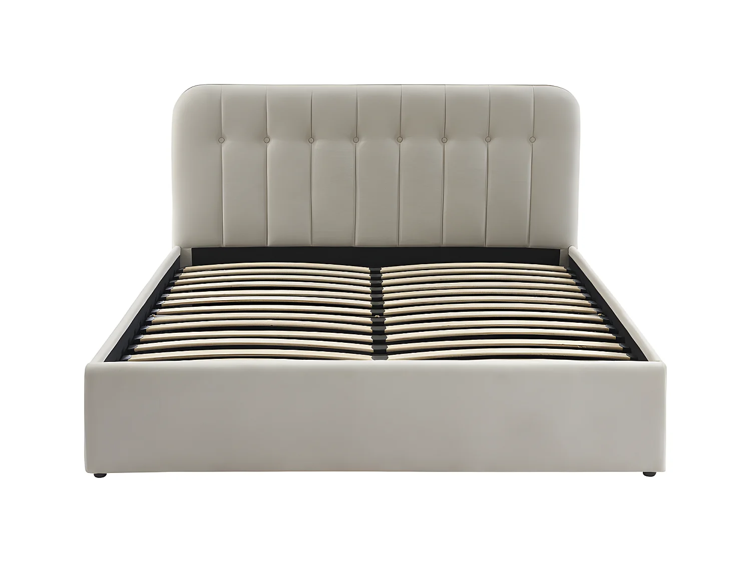 Torgo - Lit coffre matelassé en velours 160x200cm - Beige