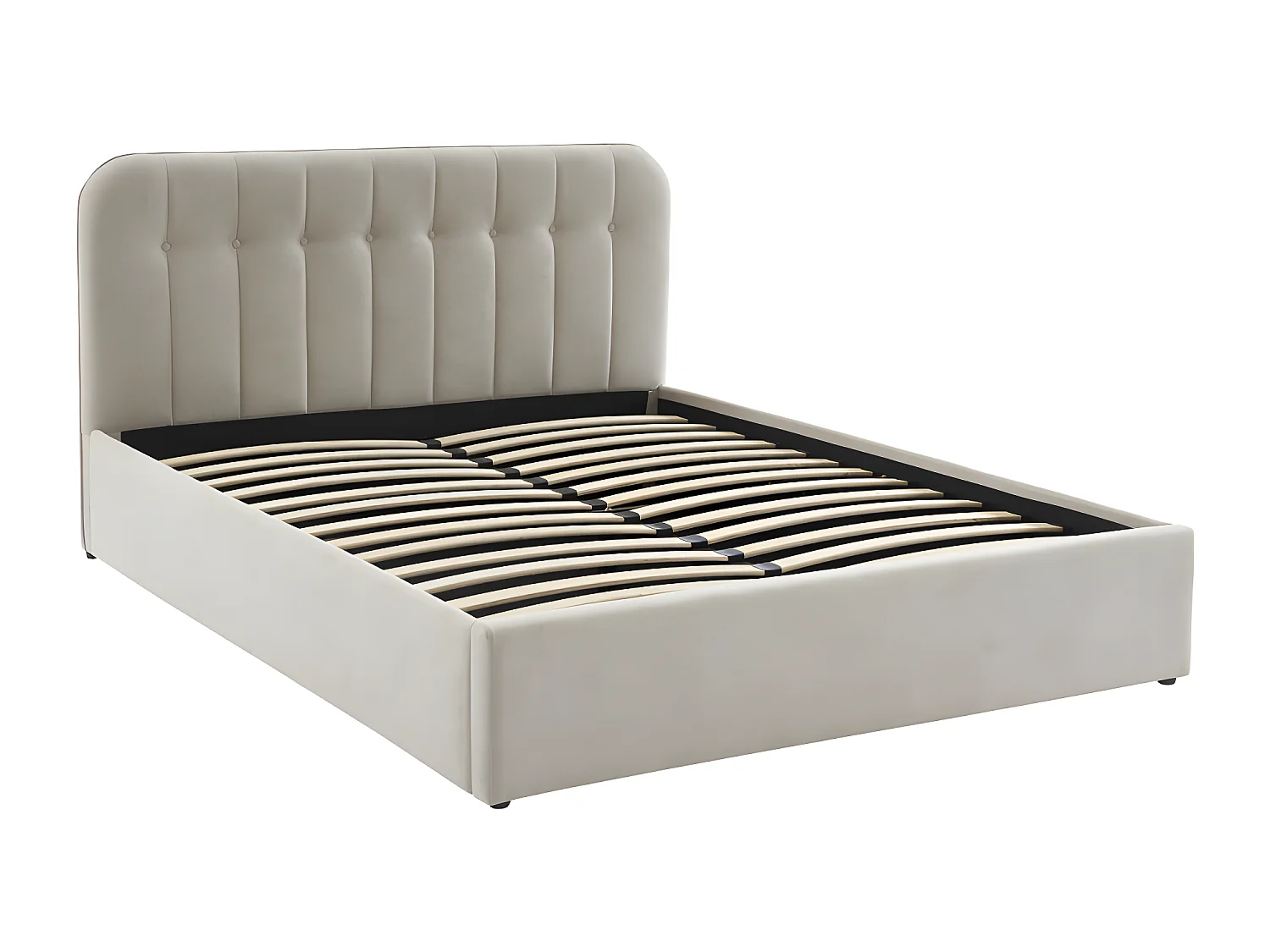 Torgo - Lit coffre matelassé en velours 160x200cm - Beige