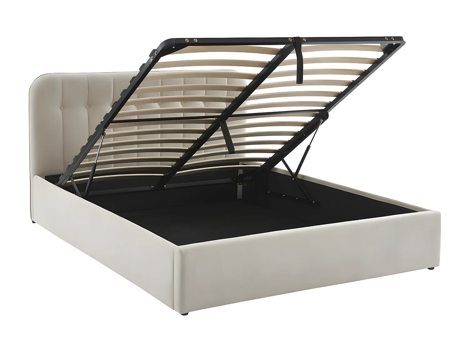 Torgo - Lit coffre matelassé en velours 160x200cm - Beige