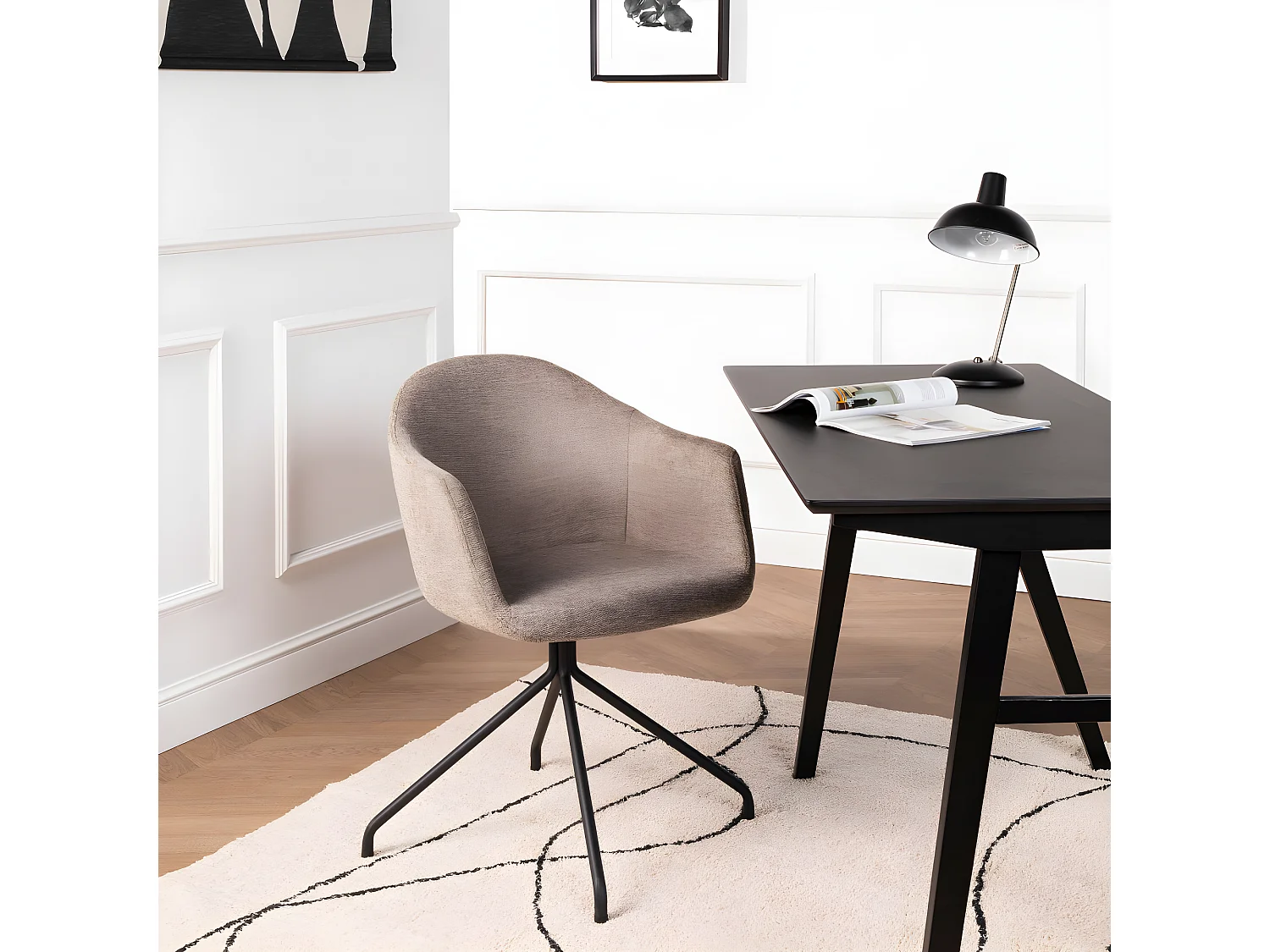 Kooij - Chaise de bureau en tissu et métal - Taupe