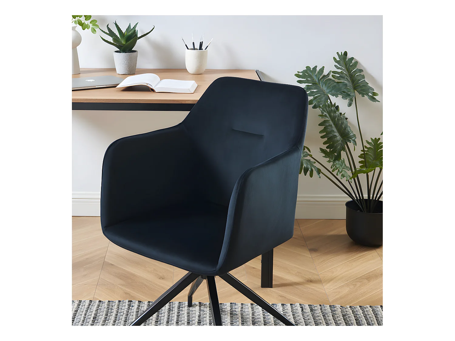 Nate - Chaise de bureau en velours - Noir