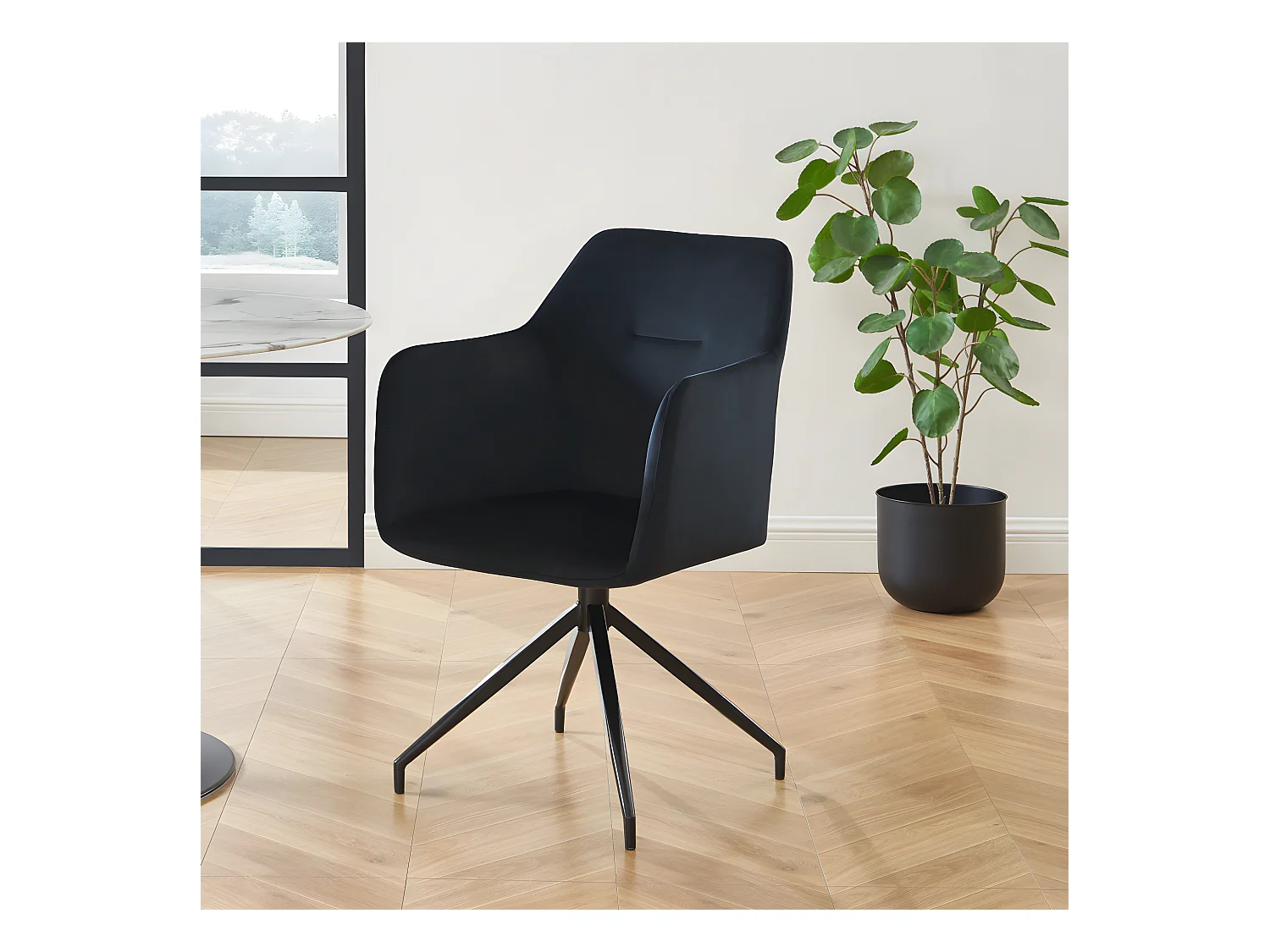 Nate - Chaise de bureau en velours - Noir