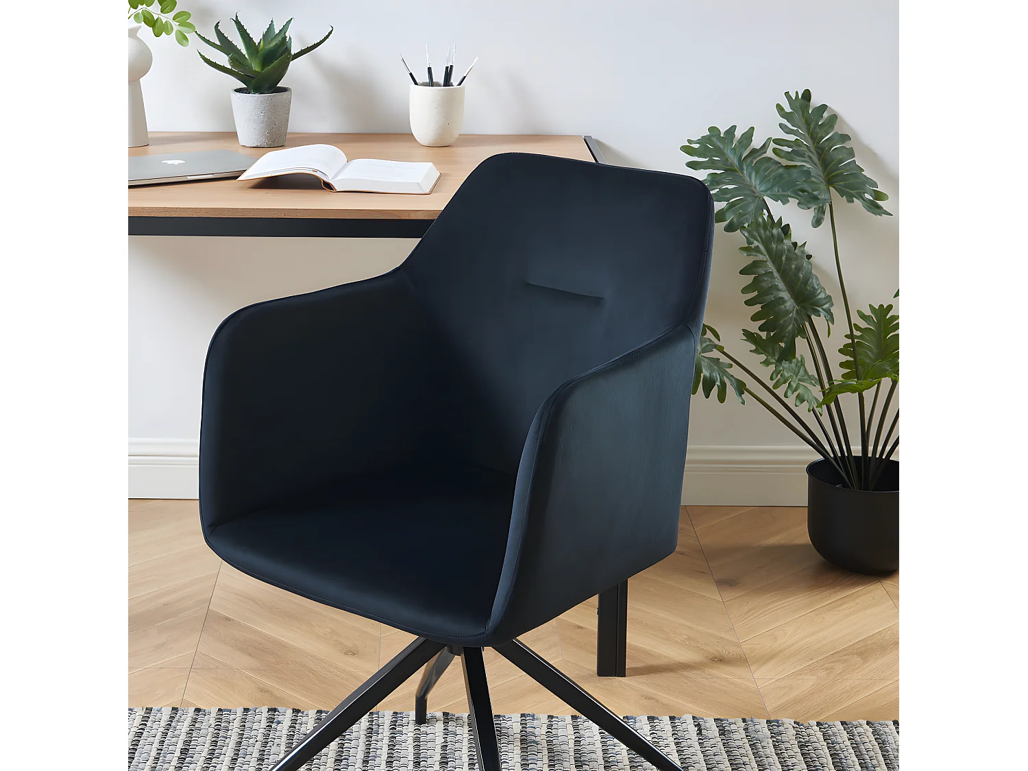 Nate - Chaise de bureau en velours - Noir