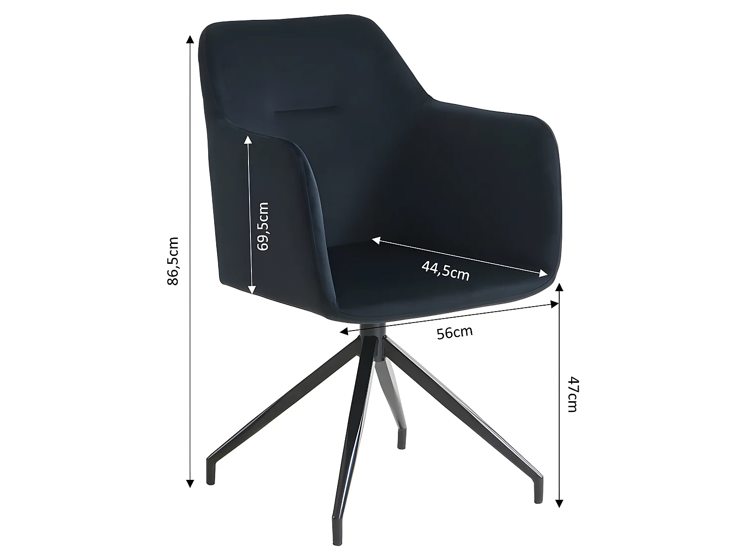 Nate - Chaise de bureau en velours - Noir