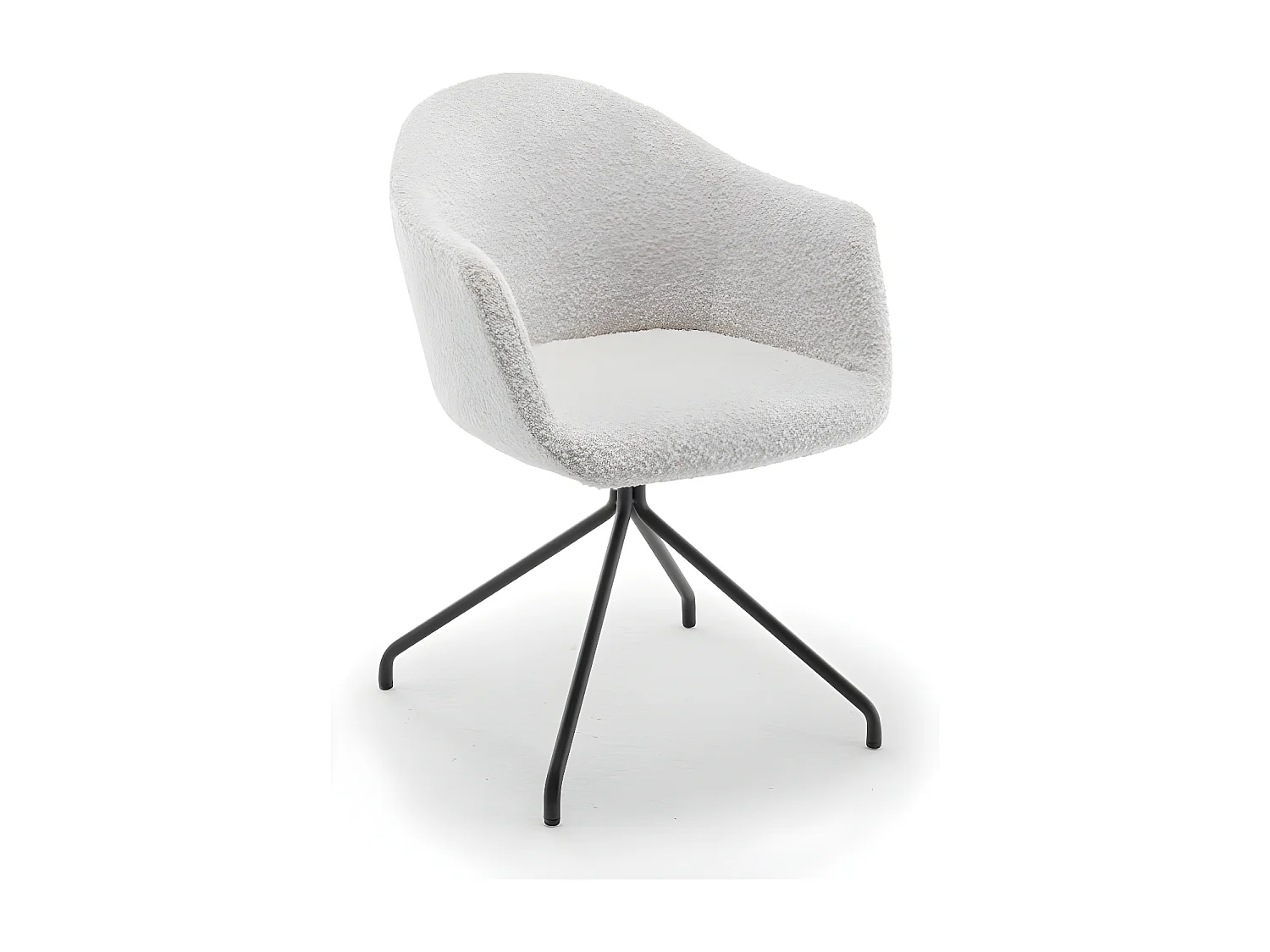 Kooij - Chaise de bureau en tissu bouclette et métal - Écru