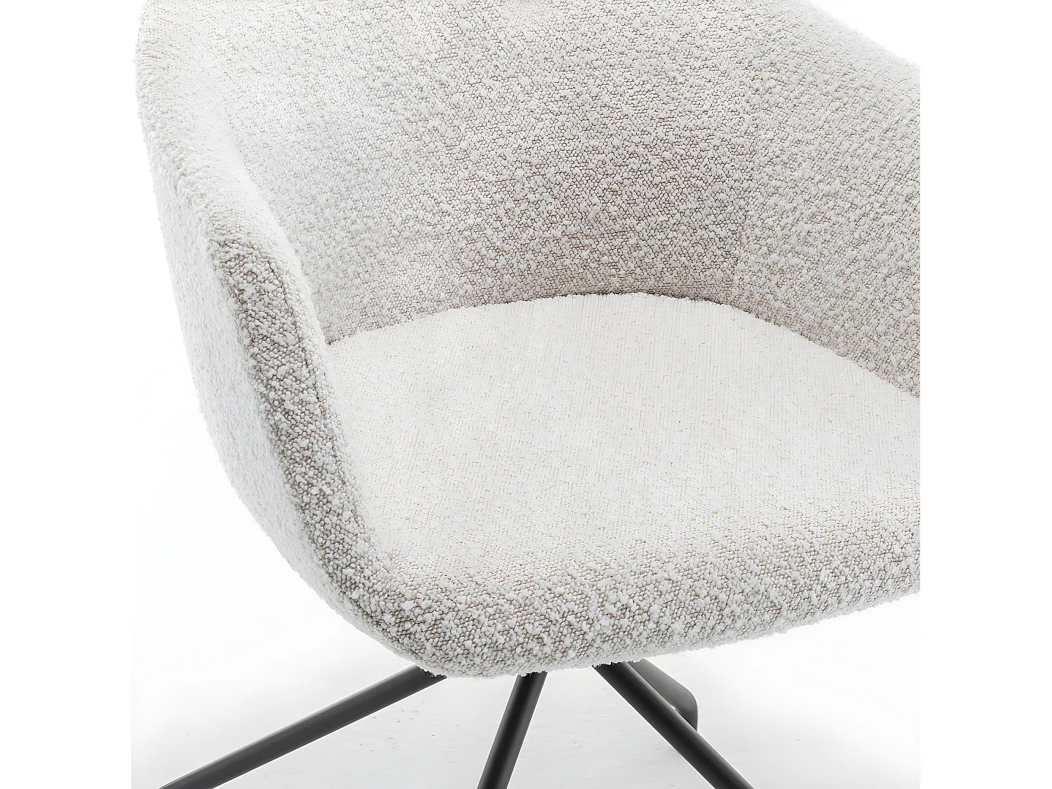 Kooij - Chaise de bureau en tissu bouclette et métal - Écru