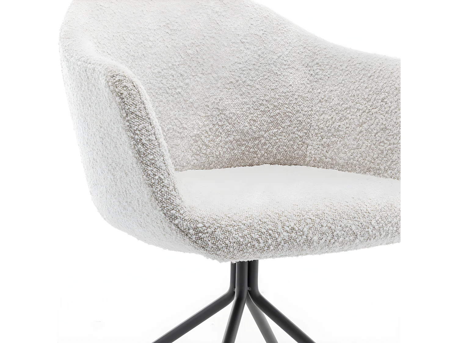 Kooij - Chaise de bureau en tissu bouclette et métal - Écru