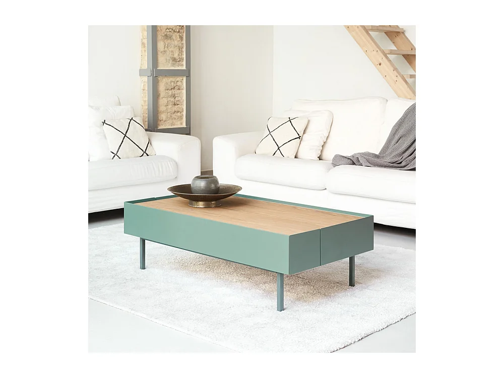Arista - Table basse en bois 110x60cm - Couleur - Vert amande