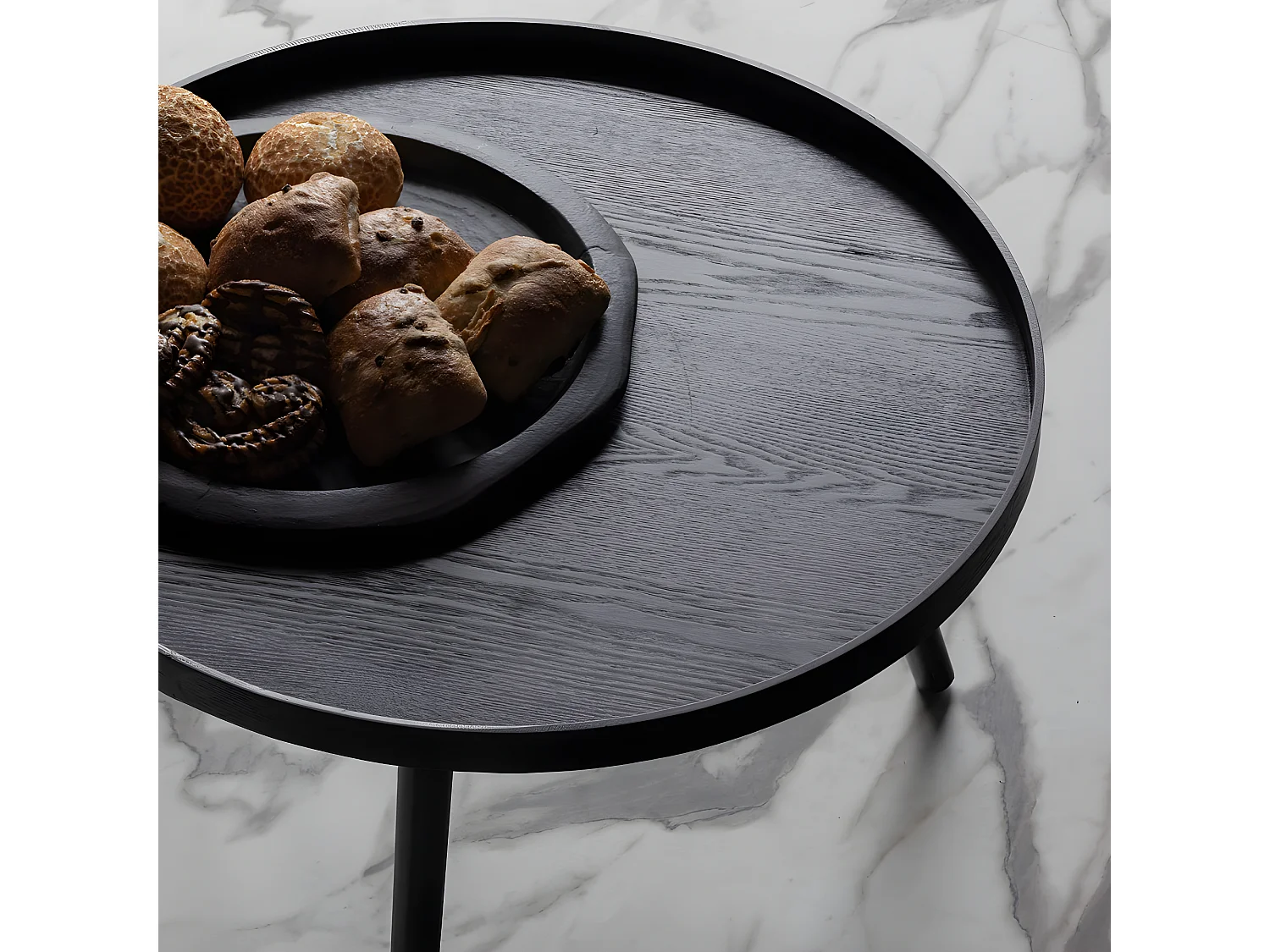 Mesa - Table d'appoint ronde bois ø60cm - Noir