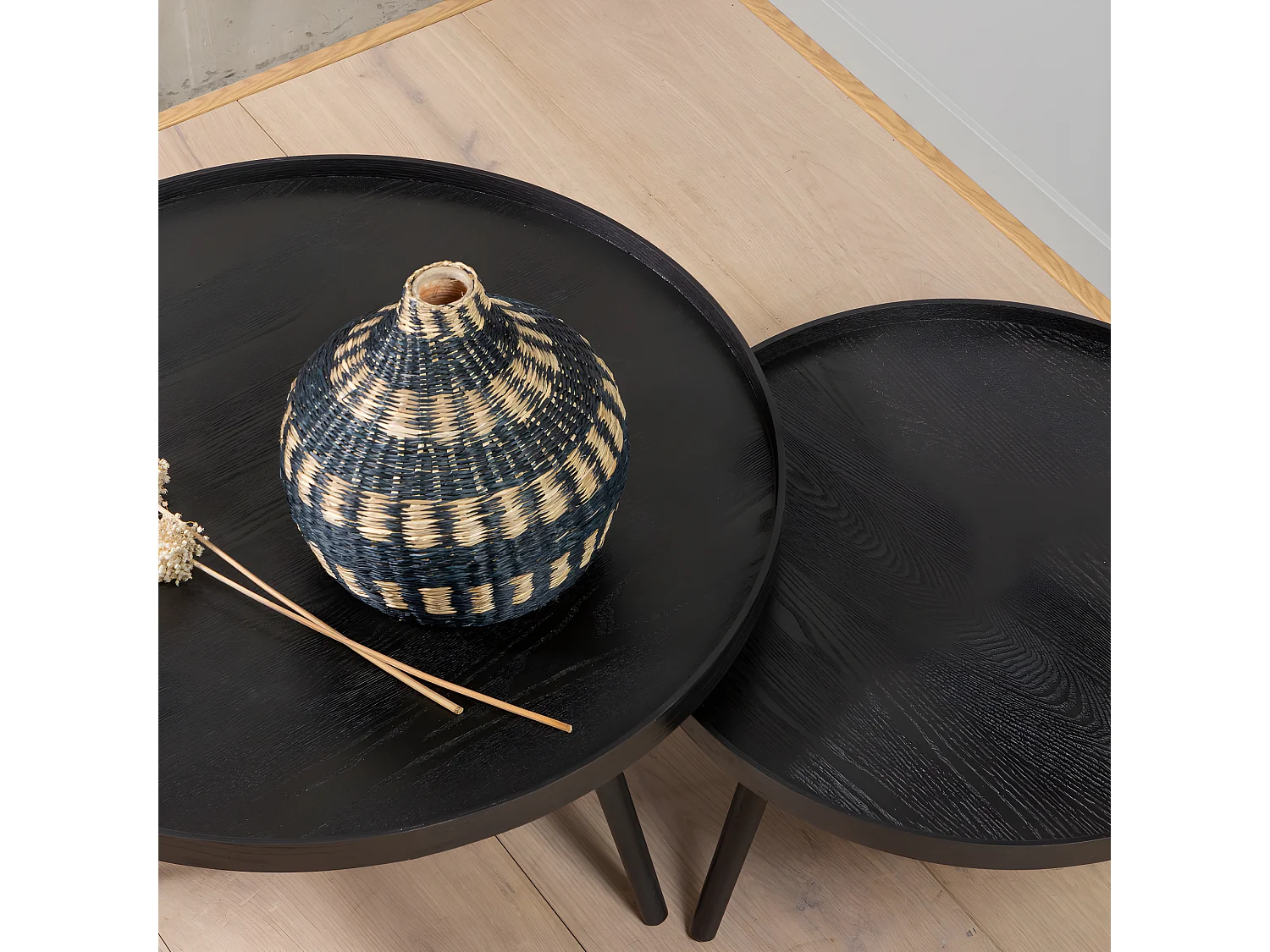 Mesa - Table d'appoint ronde bois ø60cm - Noir